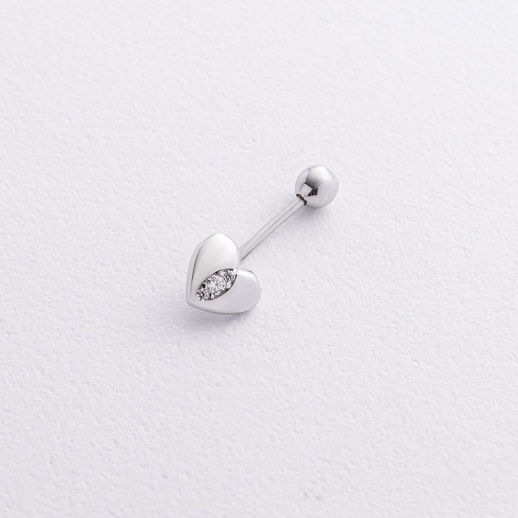 Золотой пирсинг в пупок "Сердечко" (фианиты) пир00277 Золотой пирсинг в пупок "Сердечко" (фианиты) пир00277 от ювелирного магазина Оникс