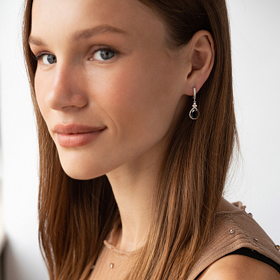 Срібні сережки "Крапельки" з сапфірами і фіанітами 2112/1p-NSPH №2