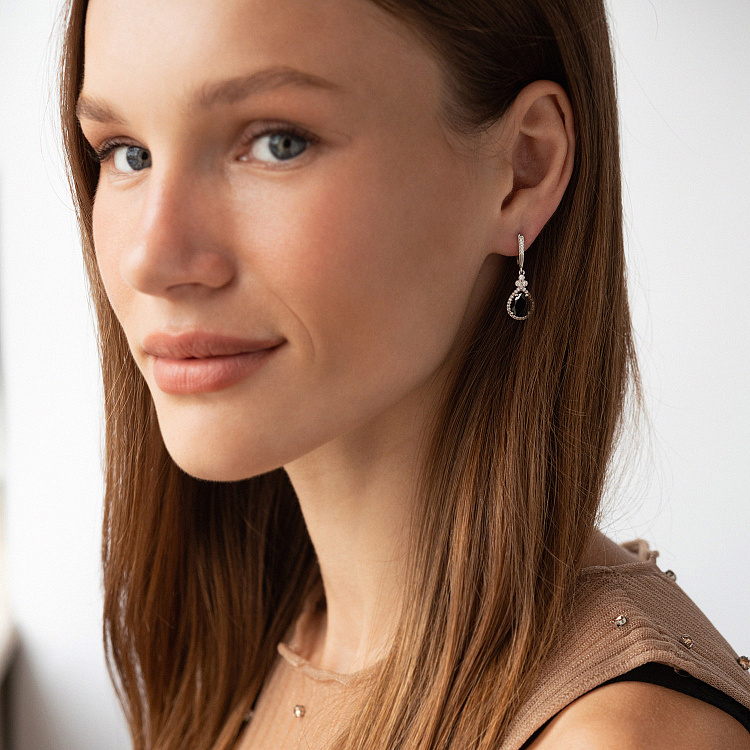 Срібні сережки "Крапельки" з сапфірами і фіанітами 2112/1p-NSPH від ювелірного магазину Онікс - 1