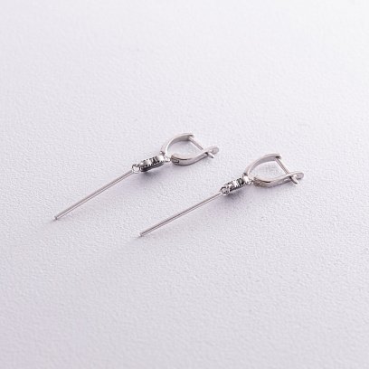 Срібні сережки "Конюшина" з емаллю 122804 №3