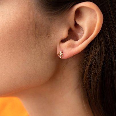 Сережки - пусети "Маленькі ластівки" у жовтому золоті с08278 №4