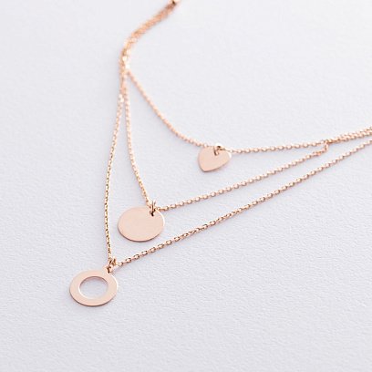 Золоте кольє "Серце і круги" кол01583