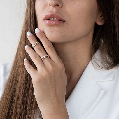 Золотое кольцо на две фаланги с фианитами к05510 №7