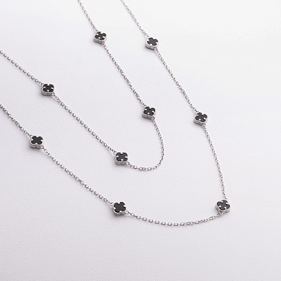 Срібне кольє "Конюшина" (онікс) 181349