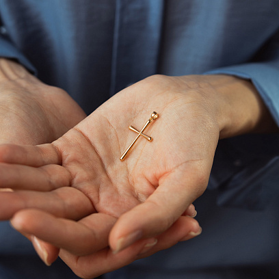 Крестик в красном золоте п04015 №2