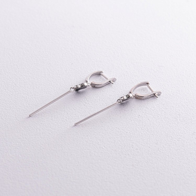 Срібні сережки "Конюшина" з емаллю 122804 від ювелірного магазину Онікс - 2