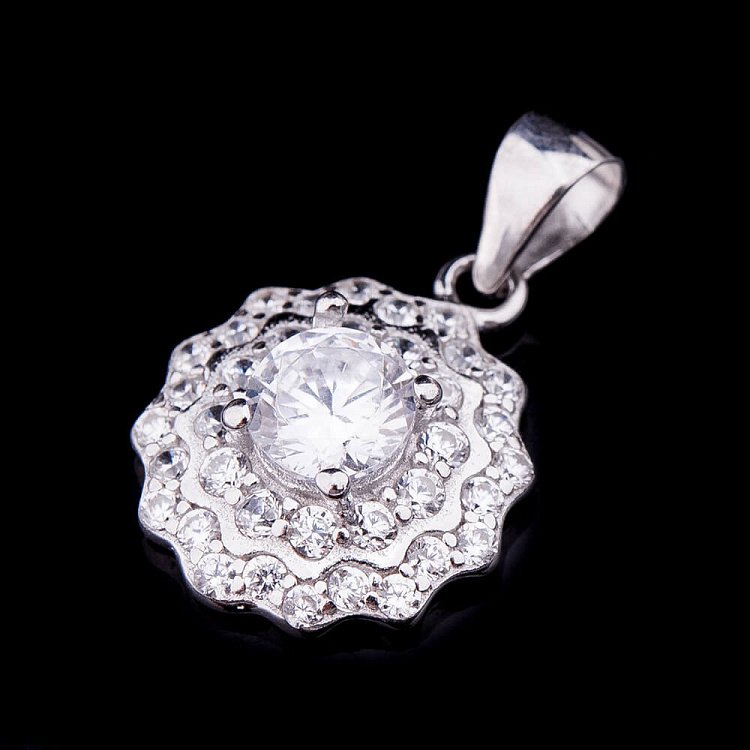 Серебряная подвеска с фианитами 132257 от ювелирного магазина Оникс - 2