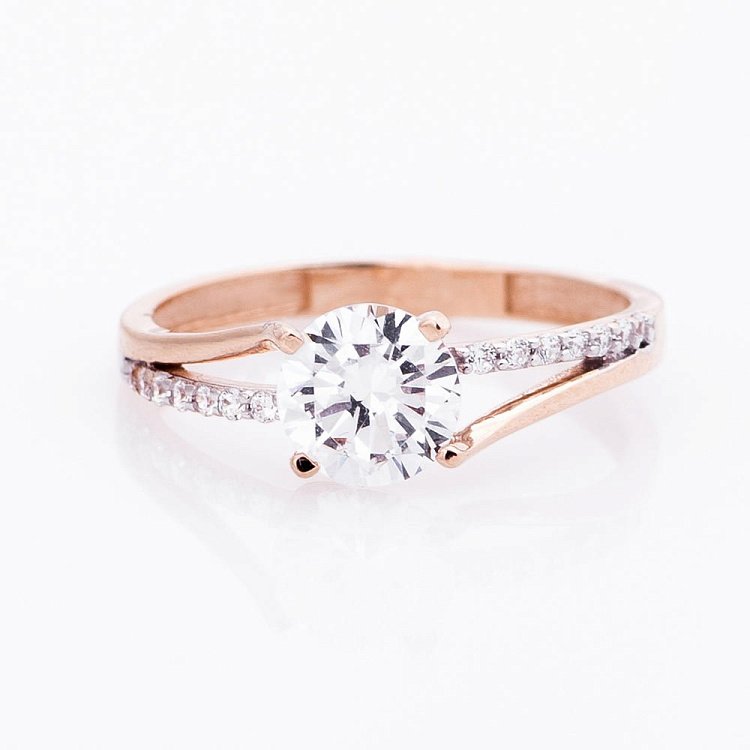 Помолвочное кольцо с фианитами к05041 от ювелирного магазина Оникс - 2