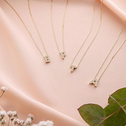 Кольє з буквою "Р" в жовтому золоті (фіаніти) кол01165Р №2