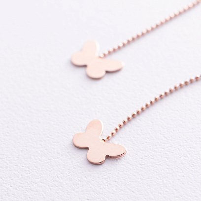 Золотые серьги-протяжки "Бабочки" с05560 №3