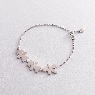 Серебряный браслет "Две девочки и мальчик" (возможна гравировка) 2087 №4