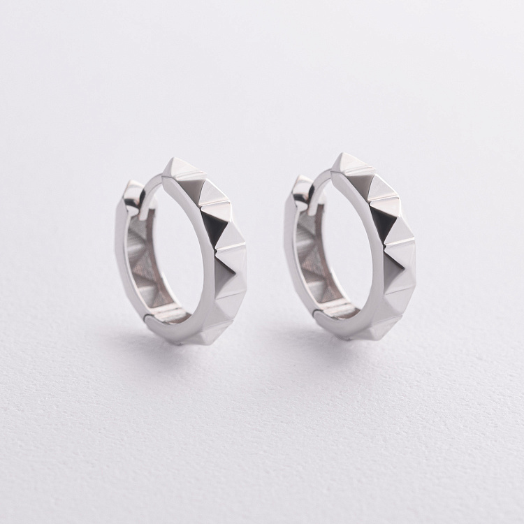 Срібні сережки - кільця 123503 від ювелірного магазину Онікс