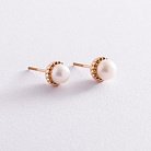 Золоті сережки - пусети з перлами с07579 от ювелирного магазина Оникс