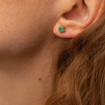 Золоті сережки - пусети з смарагдами сб0113gl №4