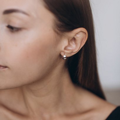 Серебряные серьги "Кольца", диаметр 1 см 122507 №6