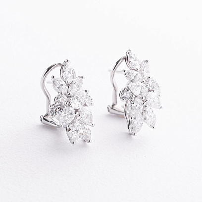 Сережки в білому золоті (діаманти) сб0694cha