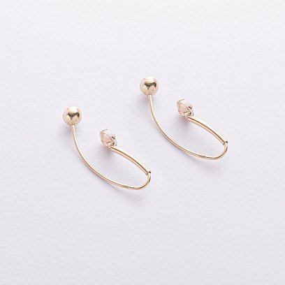Сережки "Натхнення" у жовтому золоті (синт. опал) с09236 №3