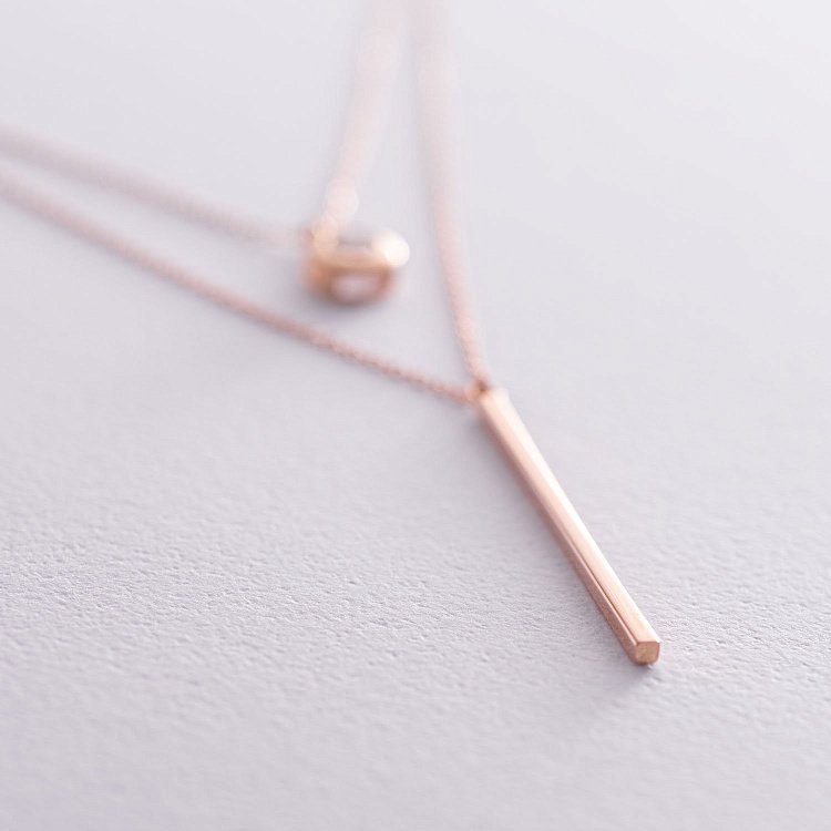 Подвійне кольє в червоному золоті (фіаніт) кол01763 від ювелірного магазину Онікс - 2