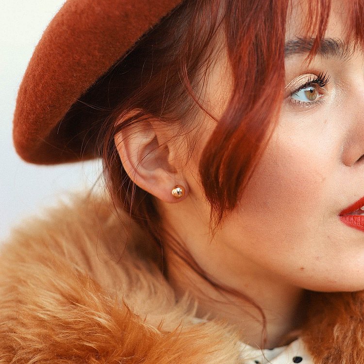 Сережки - пусети "Кульки" у червоному золоті (0.7 см) с06294 від ювелірного магазину Онікс - 10