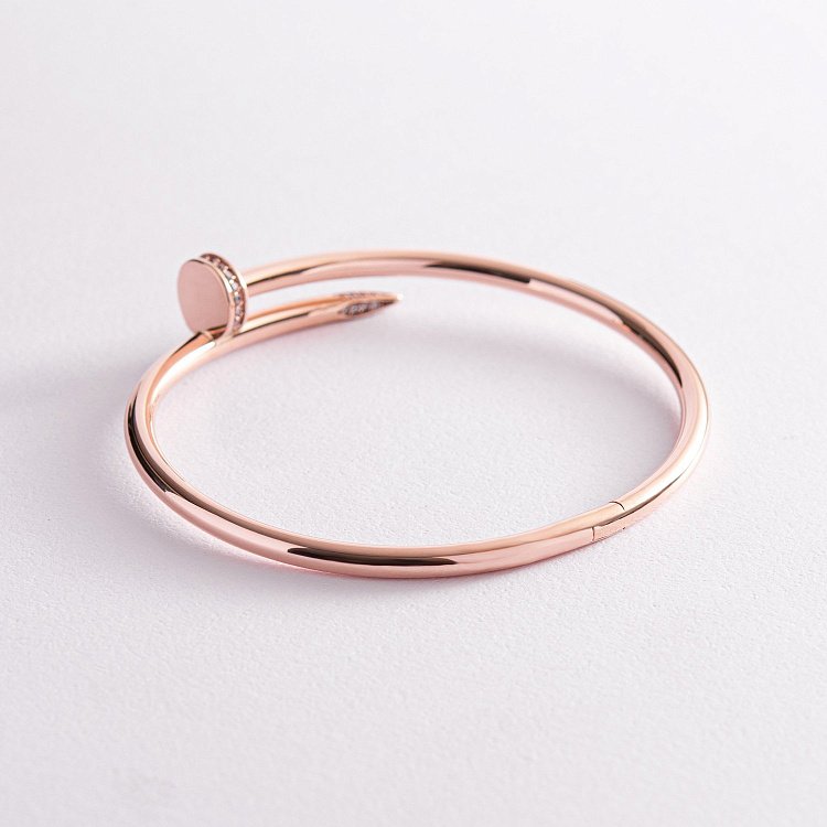 Золотий браслет "Цвях" з фіанітами б05043 від ювелірного магазину Онікс - 2