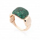 Золотое кольцо с зелеными фианитами к05030 от ювелирного магазина Оникс