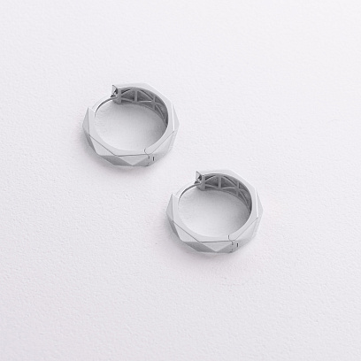 Сережки - кільця "Грані" в білому золоті с09367 №2