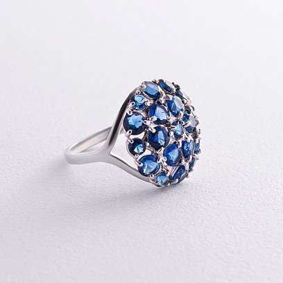 Серебряное кольцо с синими фианитами 172