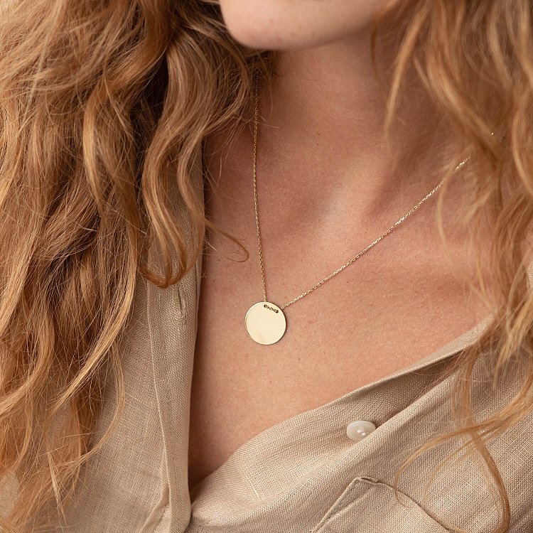 Колье "Монетка" в желтом золоте (возможна гравировка) кол02281 от ювелирного магазина Оникс - 7