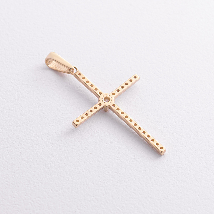 Хрестик у жовтому золоті (фіаніти) п04039 від ювелірного магазину Онікс - 1