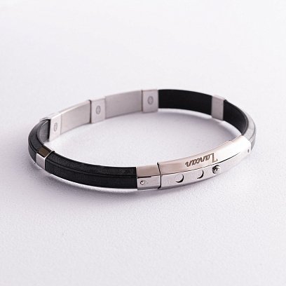 Мужской браслет из каучука и серебра ZANCAN EXB302R-N №4