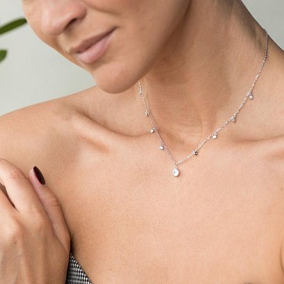Серебряное колье с фианитами 18653 №7