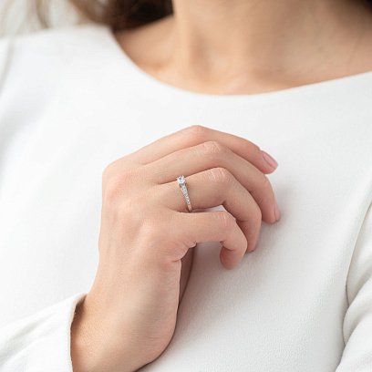 Золотое помолвочное кольцо с фианитами к05983 №2