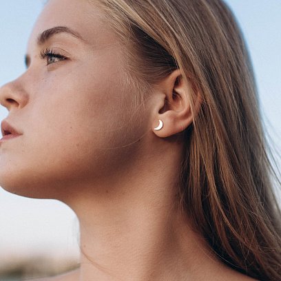 Золоті сережки-пусети "Місяць" с06311 №3