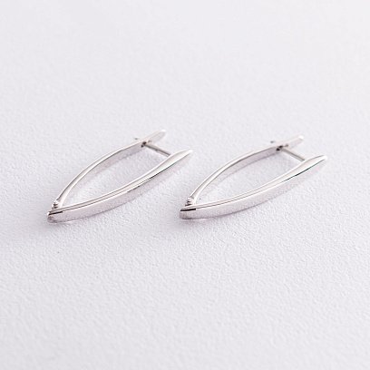 Серьги Минимализм в белом золоте с07193 №2