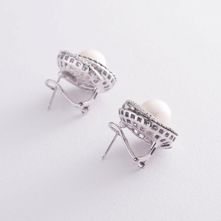 Золоті сережки з перлами і діамантами с1420 від ювелірного магазину Онікс - 2