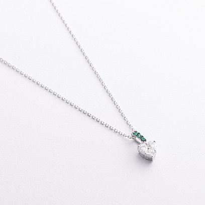 Золотое колье "Сердечко" с изумрудами и бриллиантами колб0188va №2