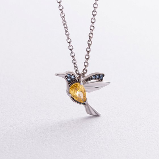 Серебряное колье "Колибри" с фианитами 5301