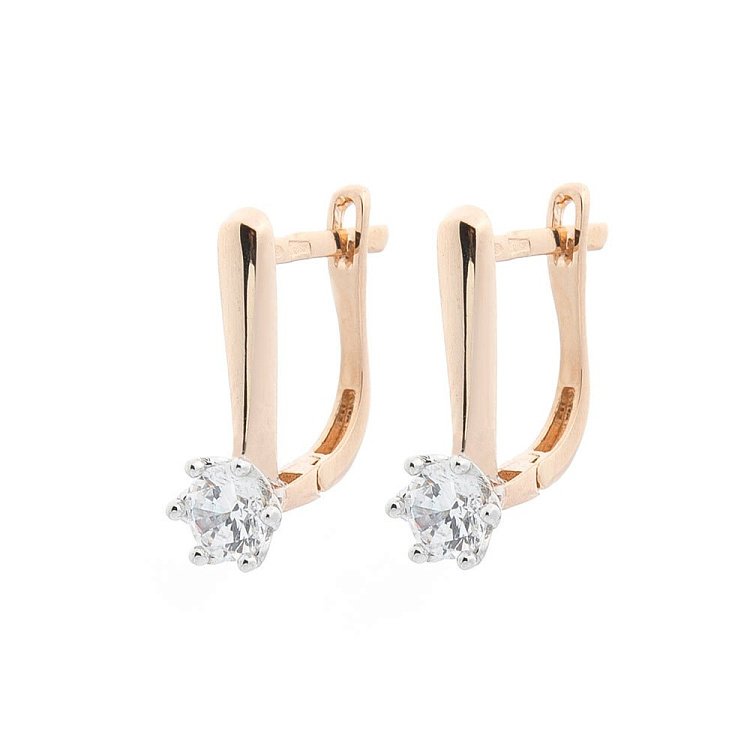 Золоті сережки з фіанітами с05360 від ювелірного магазину Онікс - 1