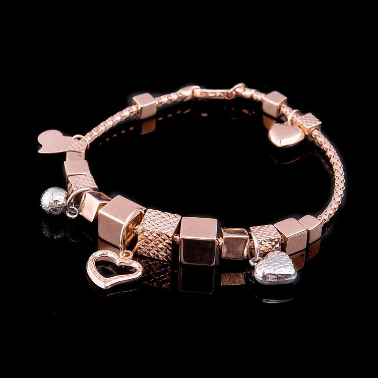 Ексклюзивний золотий браслет з серцями б02219 від ювелірного магазину Онікс - 2