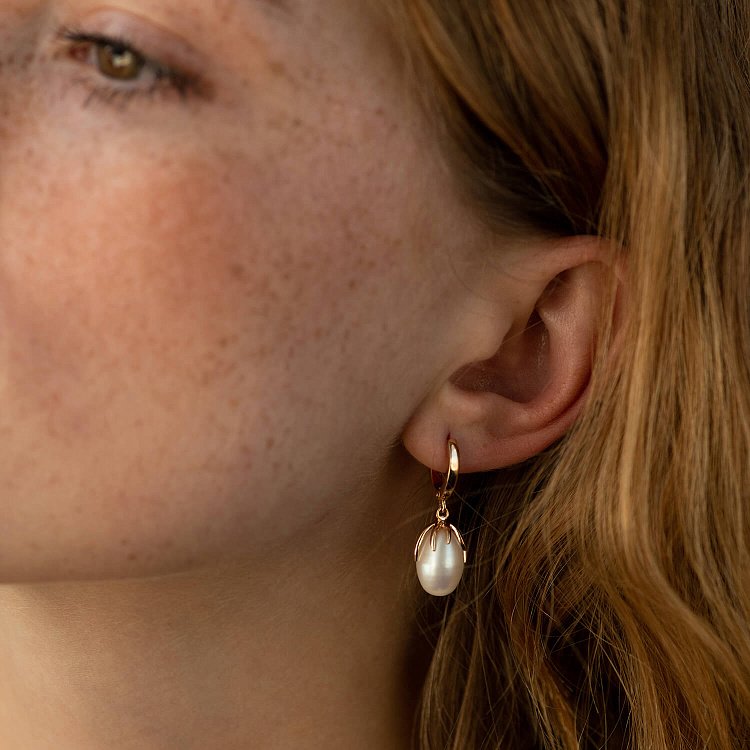 Золотые серьги (культ. пресн. жемчуг) с07771 от ювелирного магазина Оникс - 3