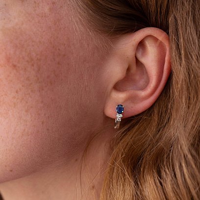 Золоті сережки з діамантами і сапфірами с420 №2