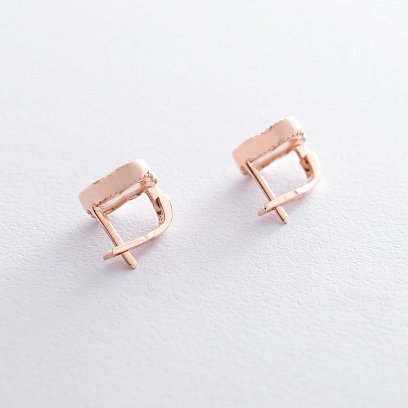 Сережки "Конюшина" в червоному золоті (перламутр) с06831 №3