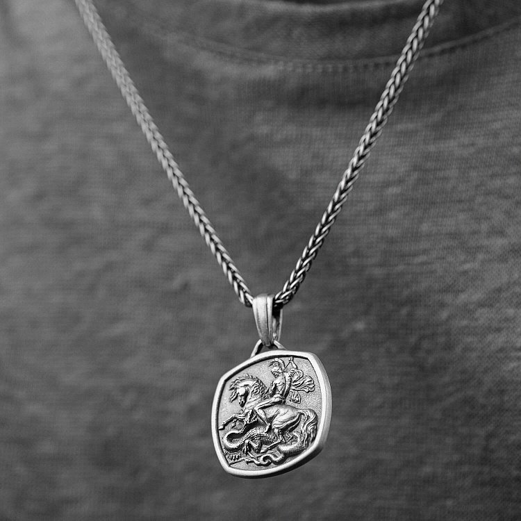 Срібний кулон "Георгій Переможець" (можливе гравіювання) 133189 від ювелірного магазину Онікс - 3