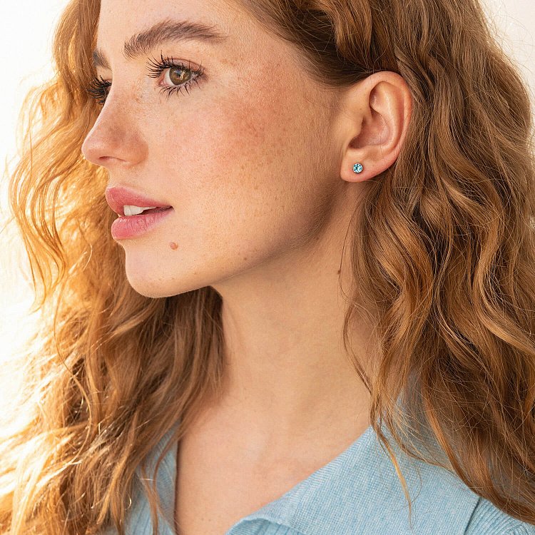 Золотые серьги - пусеты с голубыми топазами сб0428gl от ювелирного магазина Оникс - 1