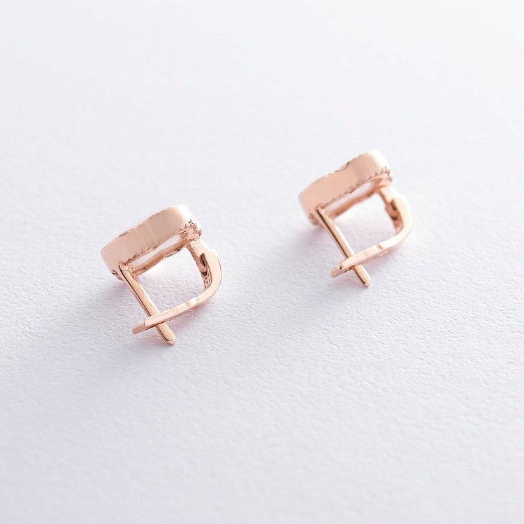 Сережки "Конюшина" в червоному золоті (перламутр) с06831 від ювелірного магазину Онікс - 2