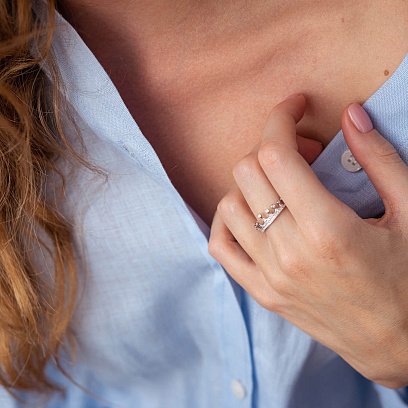 Золота каблучка "Корона" з діамантами MR86479ca №4