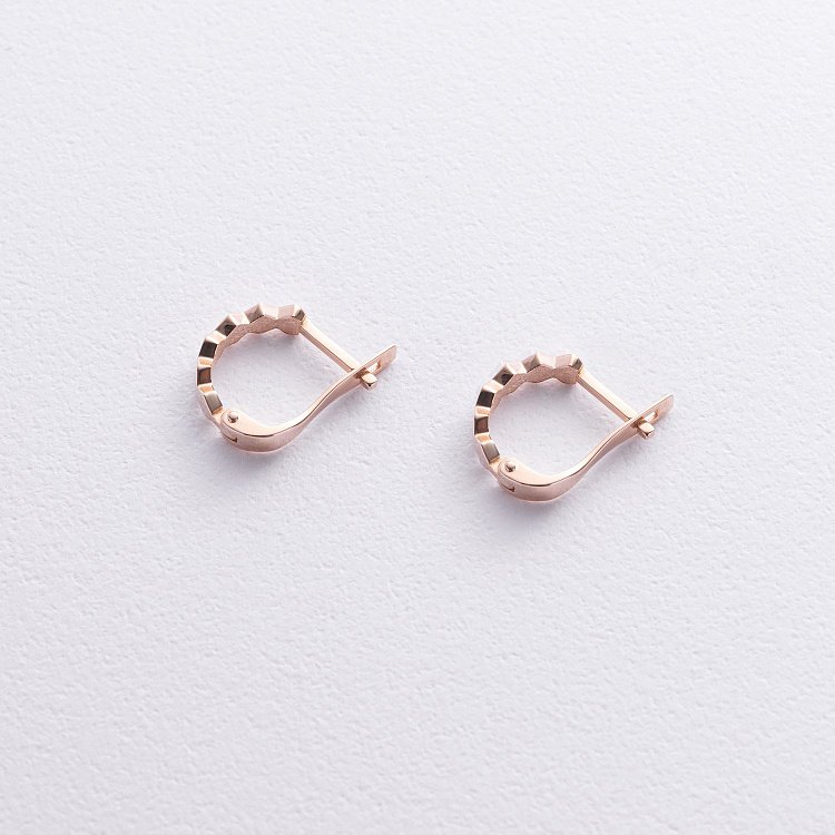 Сережки з червоного золота на англійській застібці с06385 від ювелірного магазину Онікс - 2