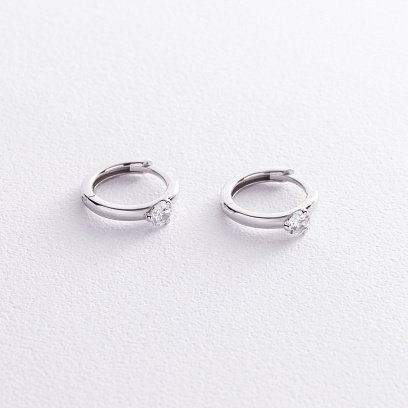 Серебряные серьги - кольца с фианитами OR111310 №3