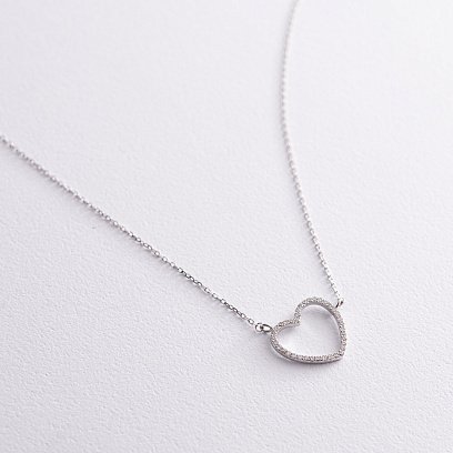 Золоте кольє "Серце" з діамантами 110131121 №3