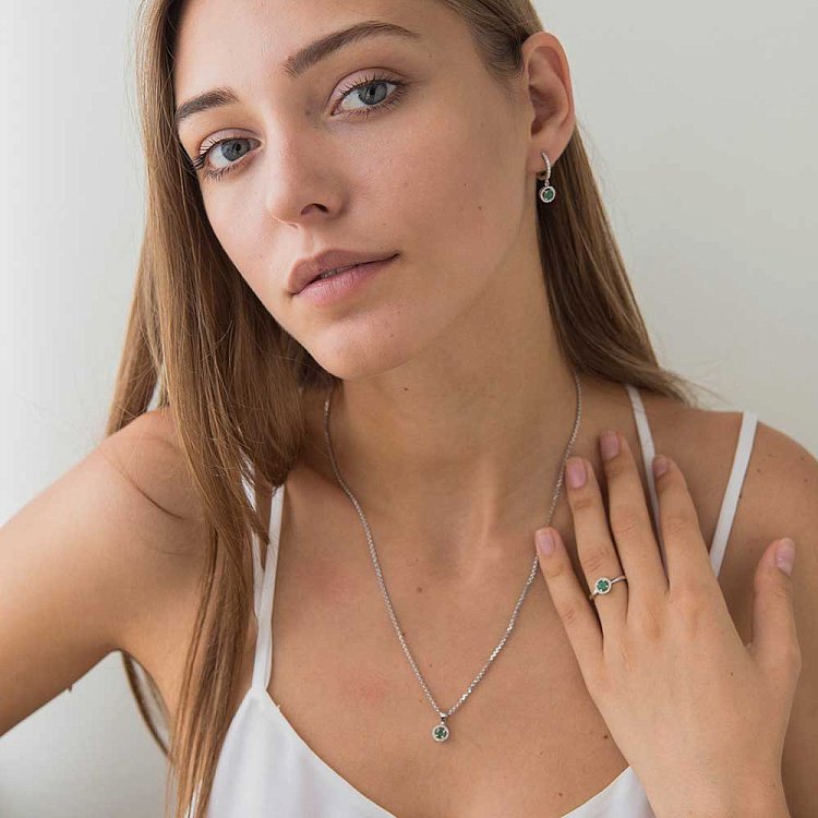 Заручальна каблучка з діамантами і смарагдами LDR0591-p від ювелірного магазину Онікс - 3